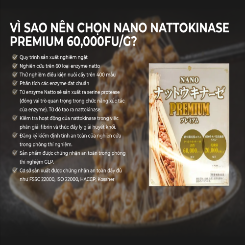 Phòng ngừa tai biến, đột quỵ Nattokinase Premium 10.000FU 300 viên